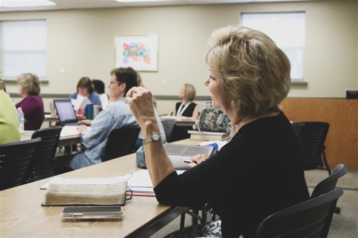 Denise at a Bible study